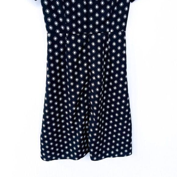 Banana Republic Factory Navy Blue Short Sleeve White Dot Print Lace Up Dress 0 - Picture 8 of 8